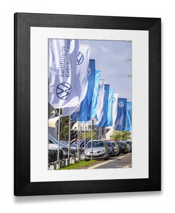 Framed Print : Flag of the car manufacturer Volkswagen
