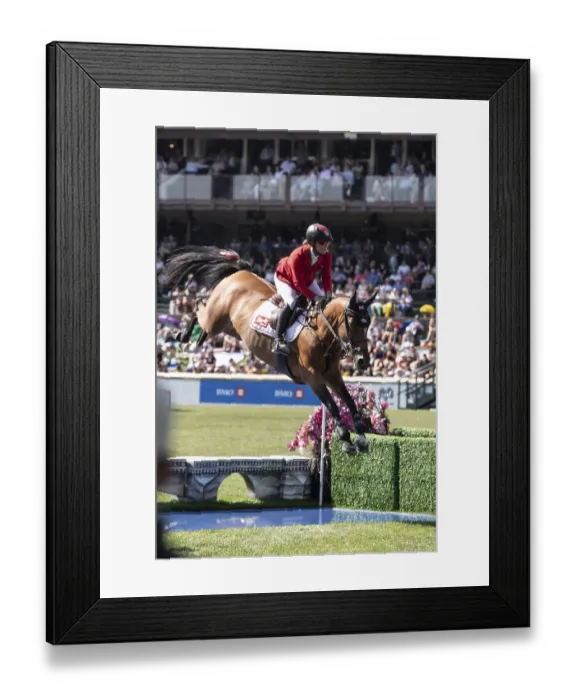 Framed Print : Jorne Sprehe of Germany and riding Sprehe Hot Easy compete in the first round of the 1