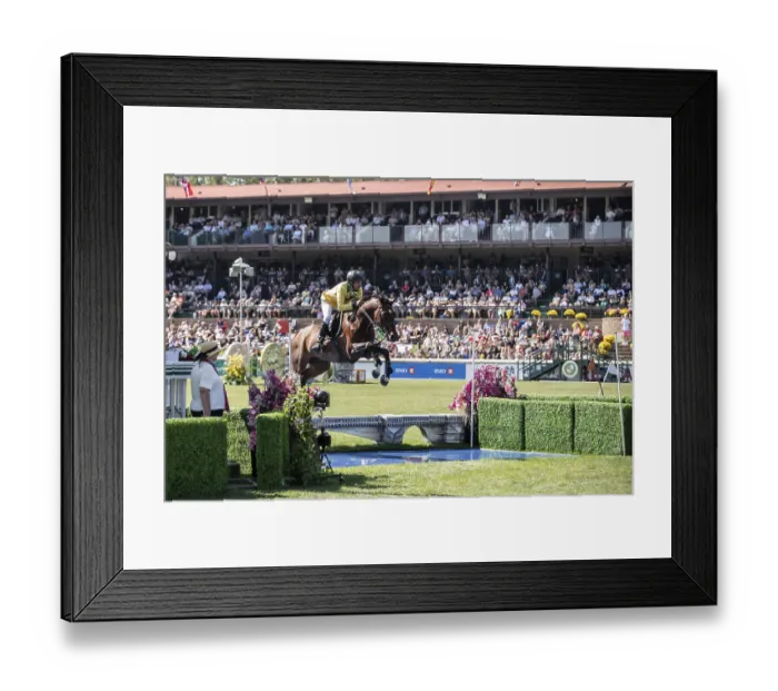 Framed Print : Yuri Mansur of Brazil and riding QH Alfons Santo Antonio compete in the first round of the 1 Framed Print : Yuri Mansur of Brazil and riding QH Alfons Santo Antonio compete in the first round of the 1