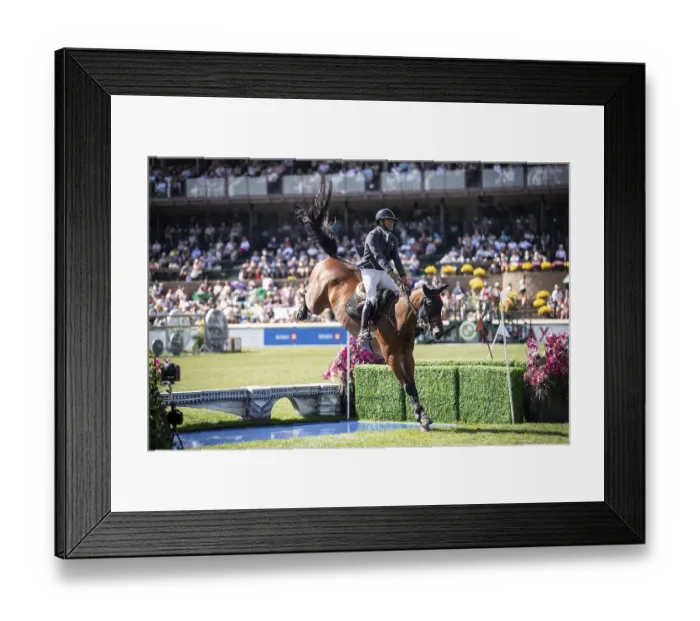 Framed Print : Mariano Martinez Bastida of Spain and riding Jup compete in the first round of the 1 Framed Print : Mariano Martinez Bastida of Spain and riding Jup compete in the first round of the 1