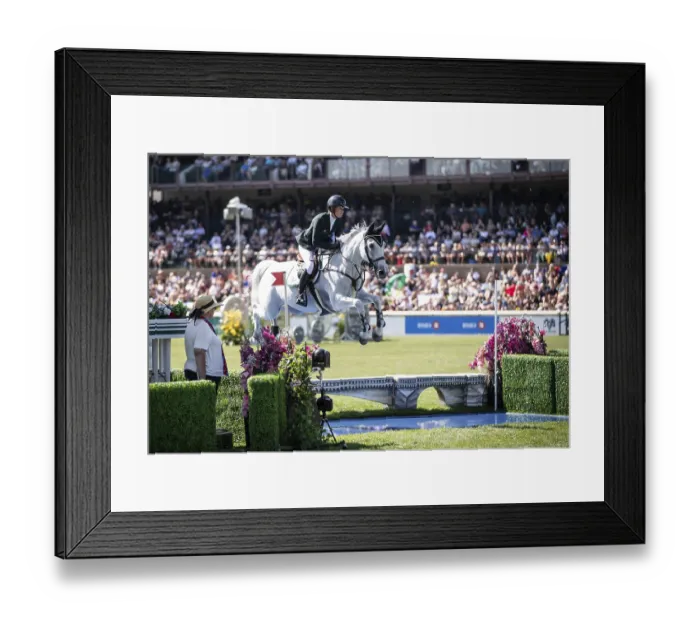 Framed Print : Hilary Scott of Australia and riding Oaks Milky Way compete in the first round of the 1