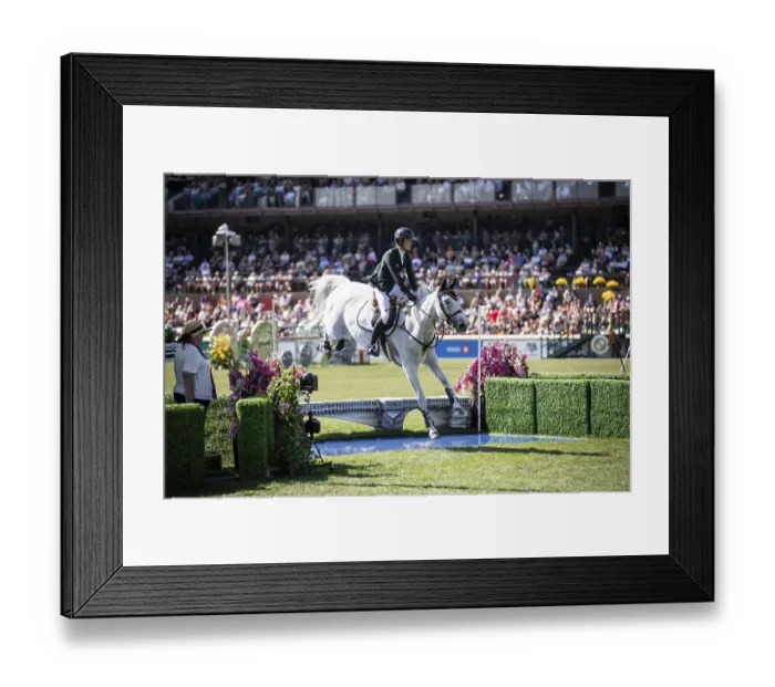 Framed Print : Hilary Scott of Australia and riding Oaks Milky Way compete in the first round of the 1