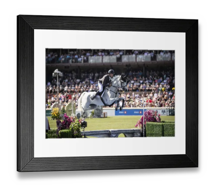 Framed Print : Donald Whitaker of Great Britain and riding Millfield Colette compete in the first round of the 1
