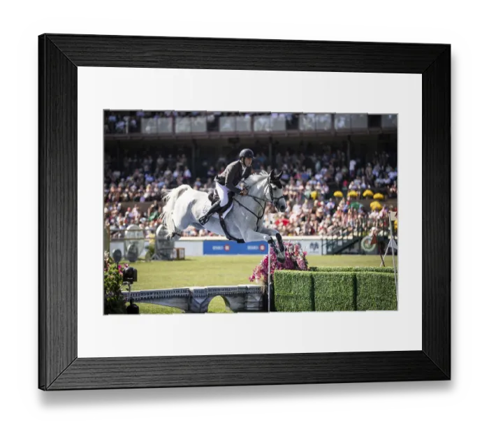 Framed Print : Donald Whitaker of Great Britain and riding Millfield Colette compete in the first round of the 1