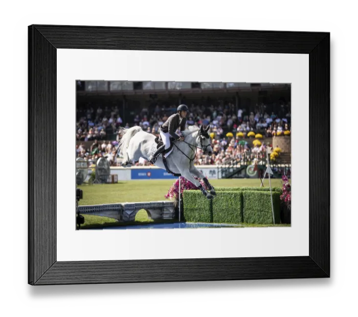 Framed Print : Donald Whitaker of Great Britain and riding Millfield Colette compete in the first round of the 1 Framed Print : Donald Whitaker of Great Britain and riding Millfield Colette compete in the first round of the 1