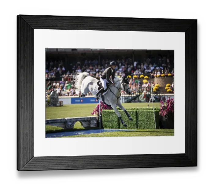 Framed Print : Donald Whitaker of Great Britain and riding Millfield Colette compete in the first round of the 1