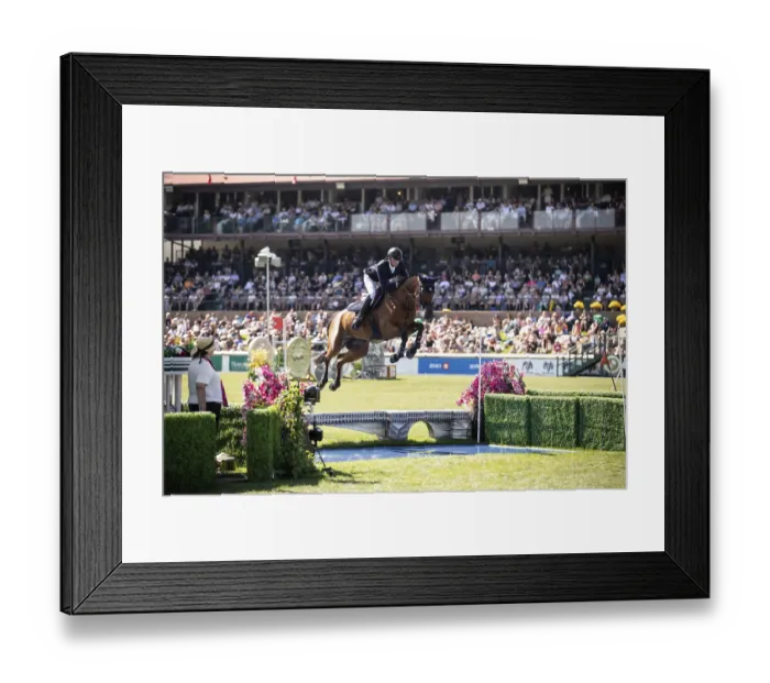 Framed Print : Ben Maher of Great Britain and riding Dallas Vegas Batilly compete in the first round of the 1 Framed Print : Ben Maher of Great Britain and riding Dallas Vegas Batilly compete in the first round of the 1