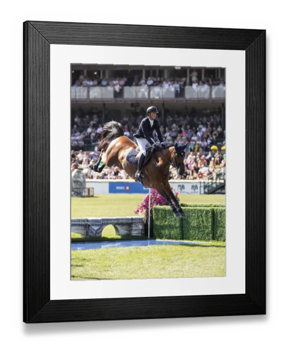 Framed Print : Ben Maher of Great Britain and riding Dallas Vegas Batilly compete in the first round of the 1 Framed Print : Ben Maher of Great Britain and riding Dallas Vegas Batilly compete in the first round of the 1