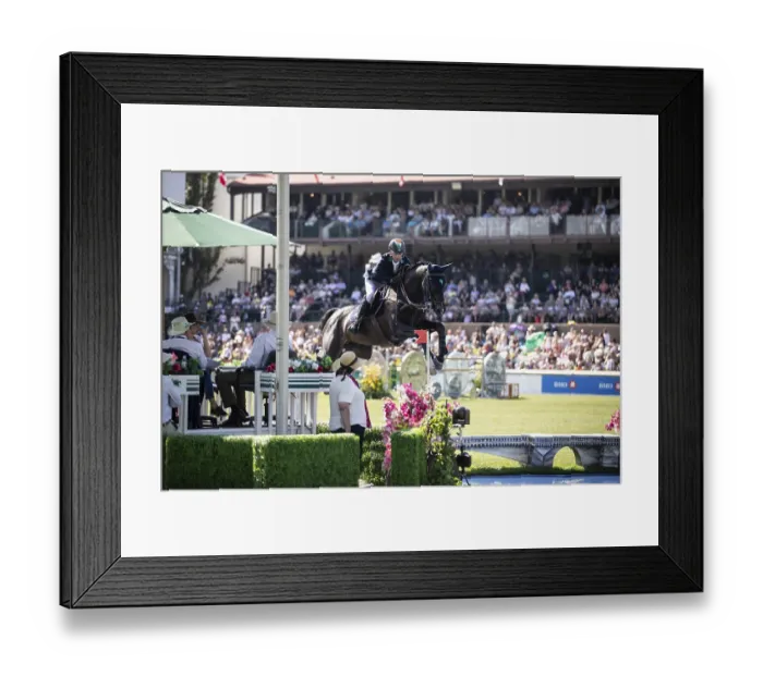 Framed Print : Denis Lynch of Ireland and riding Vistogrand compete in the first round of the 1
