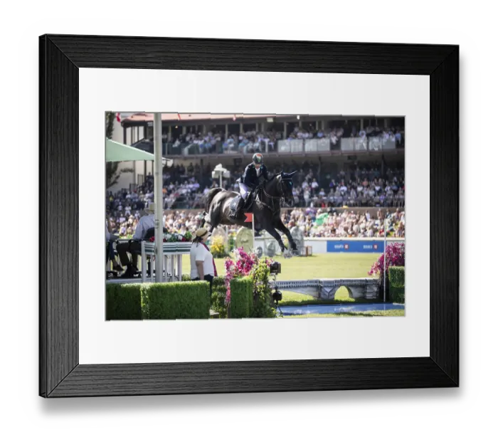 Framed Print : Denis Lynch of Ireland and riding Vistogrand compete in the first round of the 1