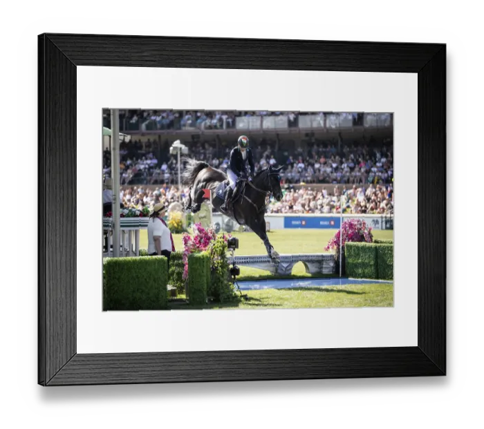 Framed Print : Denis Lynch of Ireland and riding Vistogrand compete in the first round of the 1