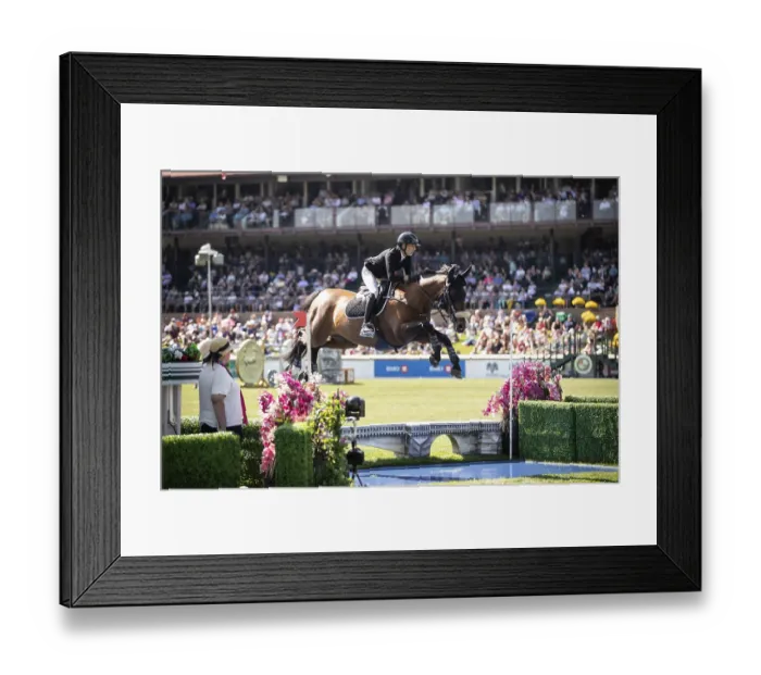 Framed Print : Katie Laurie of Australia and riding Django II compete in the first round of the 1