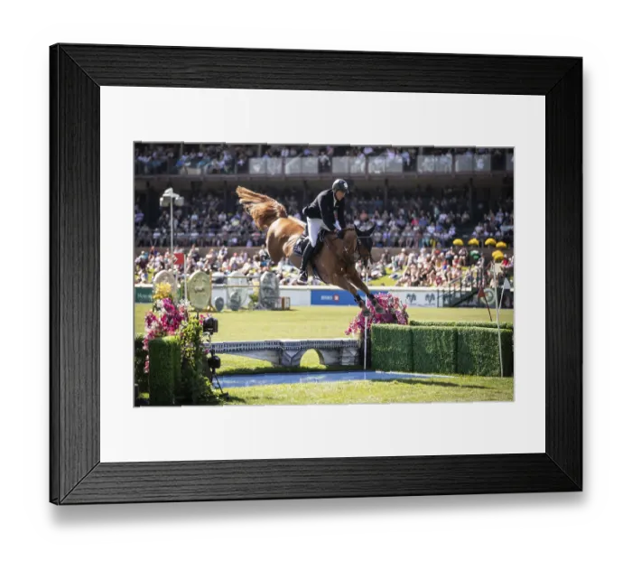 Framed Print : Andre Thieme of Germany and riding DSP Chakaria compete in the first round of the 1