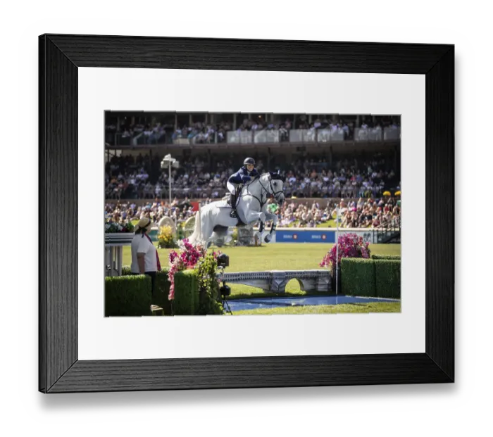 Framed Print : Lillie Keenan of the USA and riding Argan De Beliard compete in the first round of the 1