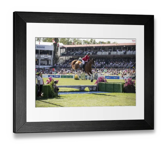 Framed Print : Erynn Ballard of Canada and riding De Flor 111 Z Santa Rosa compete in the first round of the 1