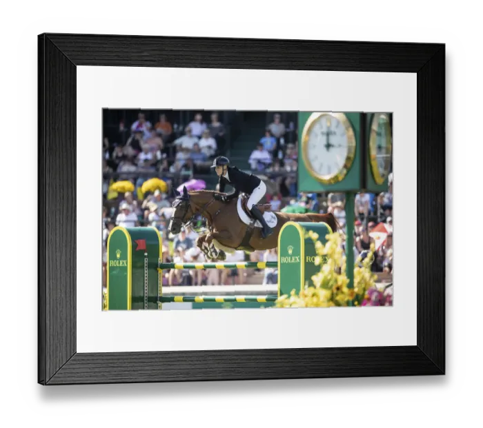 Framed Print : Jana Wargers of Germany and riding Dorette Old compete in the first round of the 1