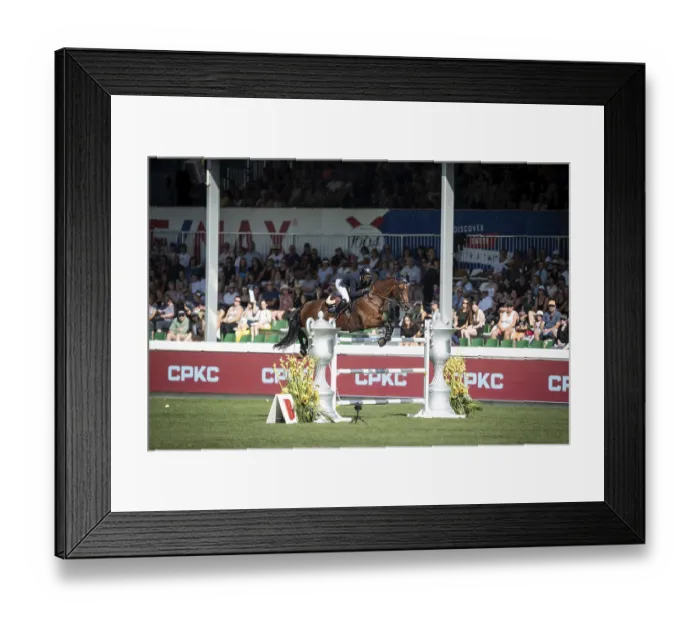 Framed Print : Max Kuhner of Germany and riding Elektric Blue P competes in the second round