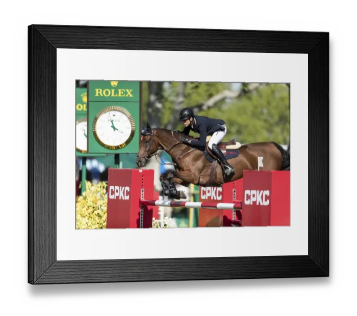 Framed Print : Max Kuhner of Germany and riding Elektric Blue P competes in the second round