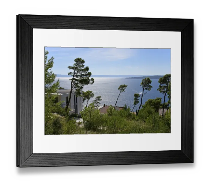 Framed Print : Modern bungalows on the coast near Brela Framed Print : Modern bungalows on the coast near Brela