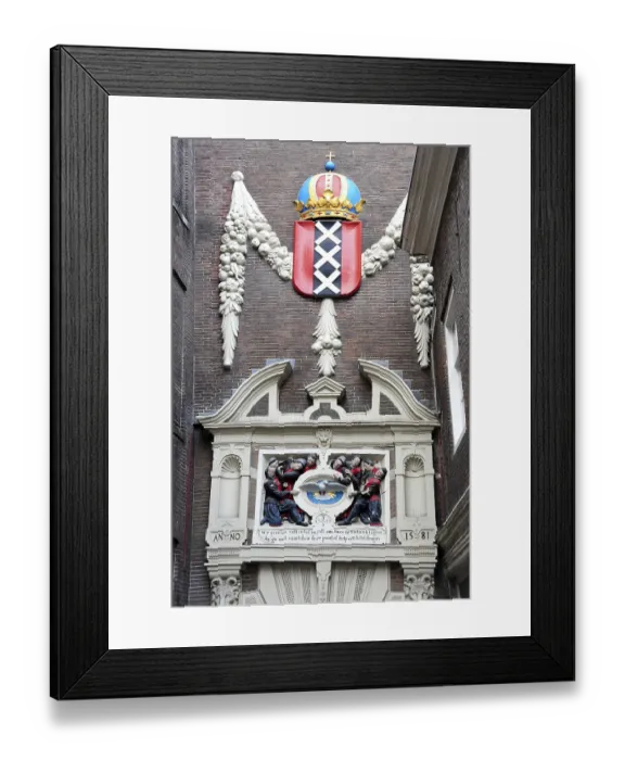 Framed Print : Amsterdam city coat of arms above the Weeshuispoort Tor
