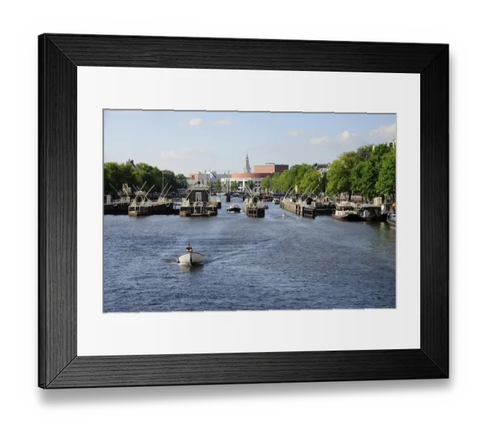 Framed Print : Boat in front of the Amstel lock Framed Print : Boat in front of the Amstel lock