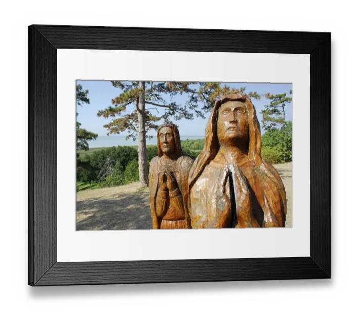 Framed Print : Wooden sculptures at the chapel on St Michael's Hill