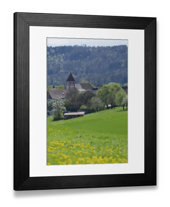 Framed Print : View of the village church in Gailenkirchen