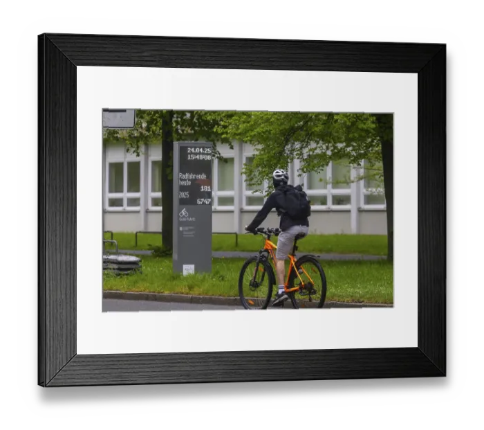 Framed Print : DEU / Saxony /  Dresden Bicycle counter