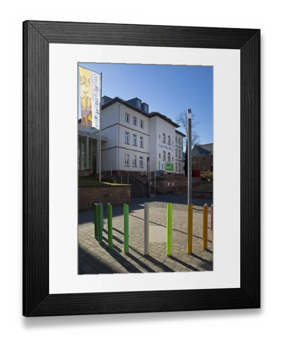 Framed Print : Analemmatic sundial on the pavement in front of the Mathematikum GieBen