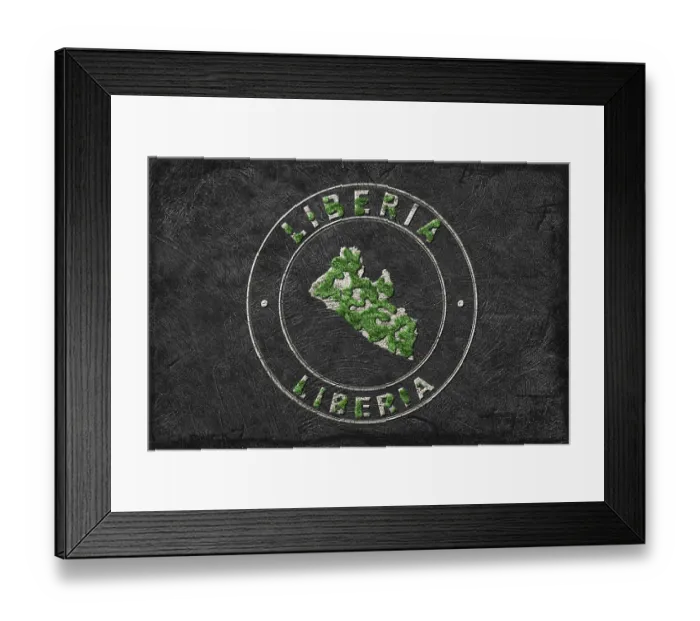 Framed Print : Map of Liberia Reforestation Green Agenda