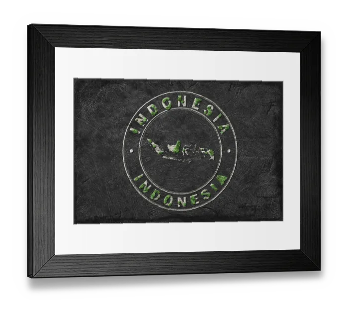 Framed Print : Map of Indonesia Reforestation Green Agenda