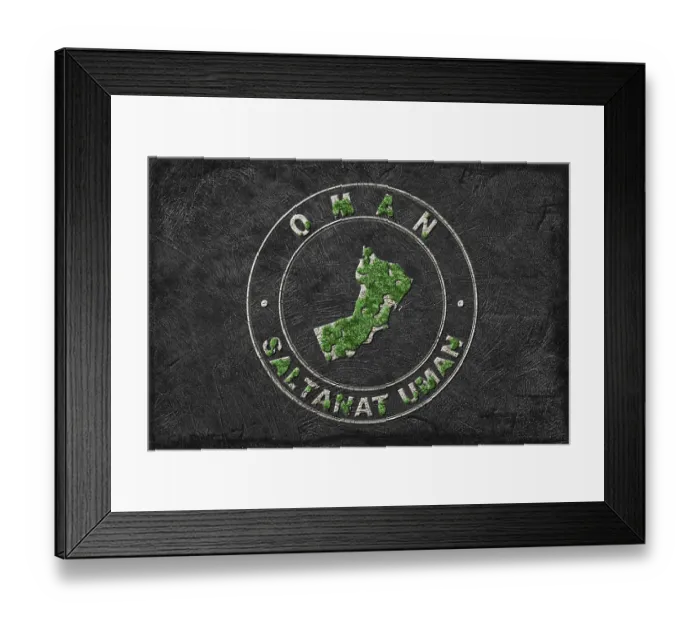 Framed Print : Map of Oman Reforestation Green Agenda Framed Print : Map of Oman Reforestation Green Agenda