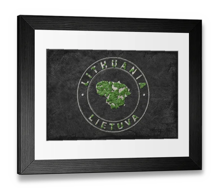 Framed Print : Map of Lithuania Reforestation Green Agenda
