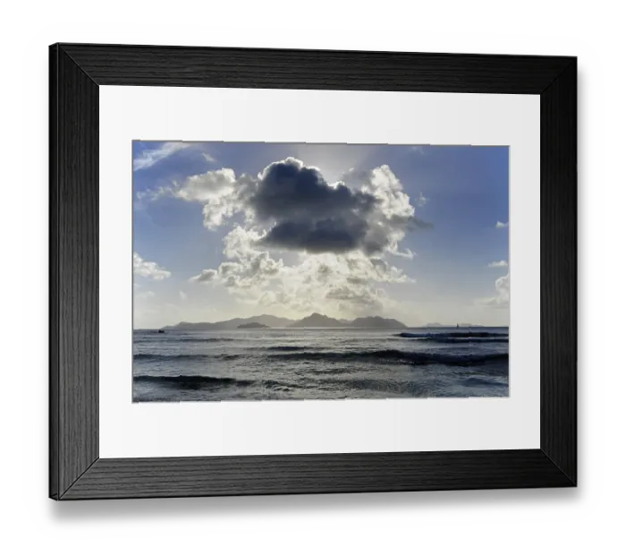 Framed Print : Dark cloud over Praslin Island Framed Print : Dark cloud over Praslin Island