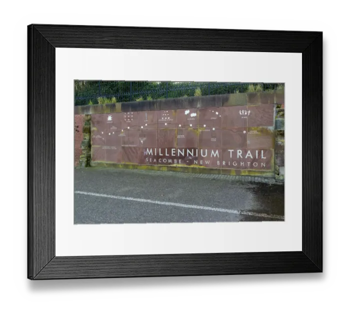 Framed Print : Millennium Trial map to New Brighton on wall at Seacombe Framed Print : Millennium Trial map to New Brighton on wall at Seacombe