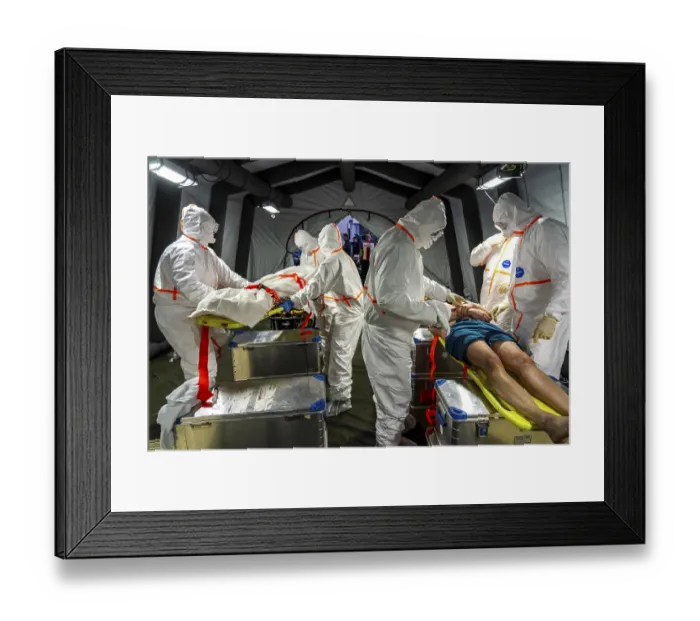 Framed Print : Care of patients after decontamination