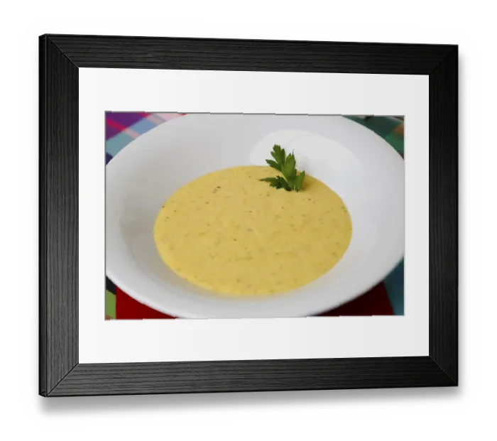 Framed Print : Swabian cuisine, potato soup, soup dish