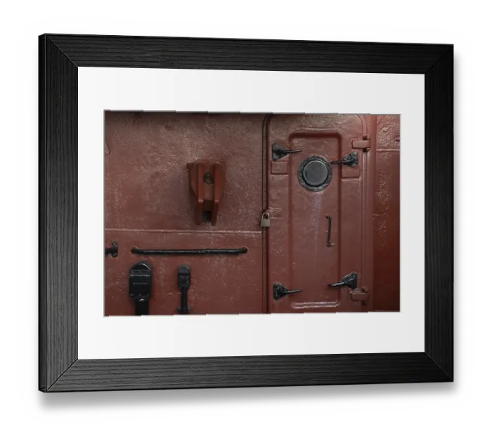 Framed Print : View of an iron door of a ship