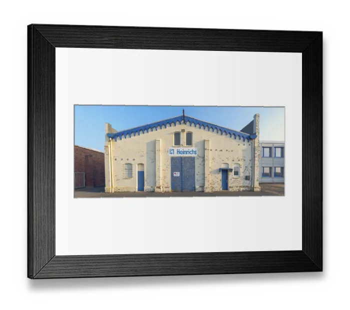 Framed Print : View of an old brick Langerhalle in the evening light