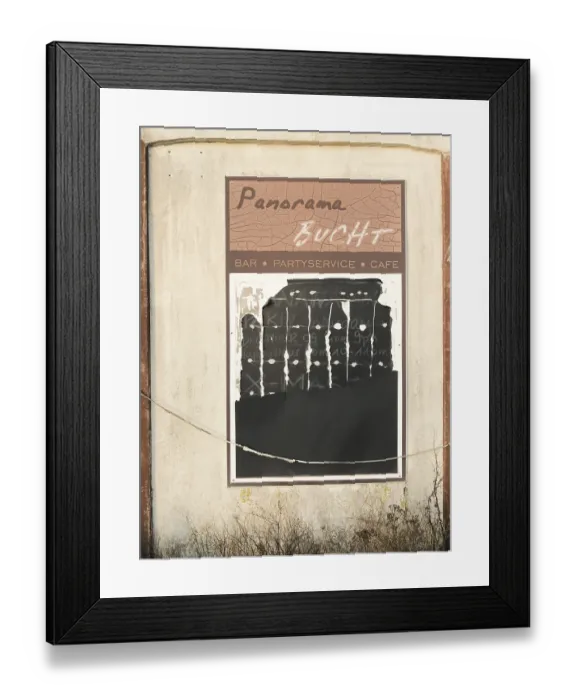 Framed Print : View of a weathered scoreboard of an abandoned pub