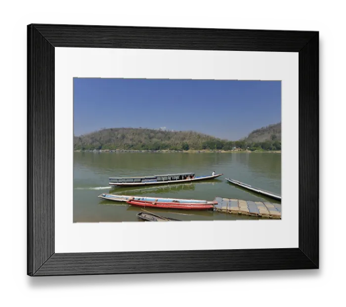 Framed Print : Mekong River ferry departs, Luang Prabang, Laos