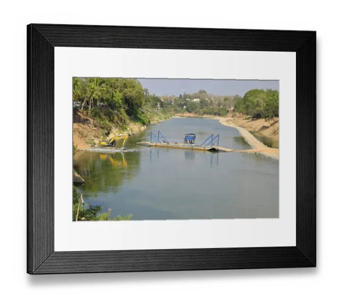 Framed Print : Construction work on the Nam Kham River Framed Print : Construction work on the Nam Kham River