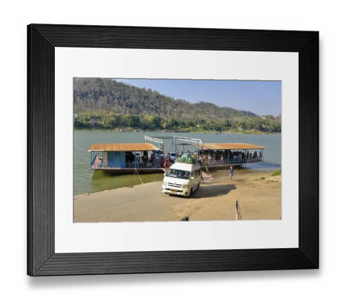 Framed Print : Ferry on the banks of the Mekon