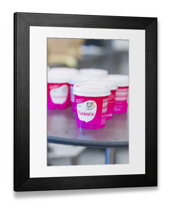 Framed Print : Close-up of pink sundaes on a table Framed Print : Close-up of pink sundaes on a table