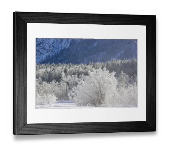 Framed Print : Isar valley in winter at temperatures of minus 18 degrees Celsius