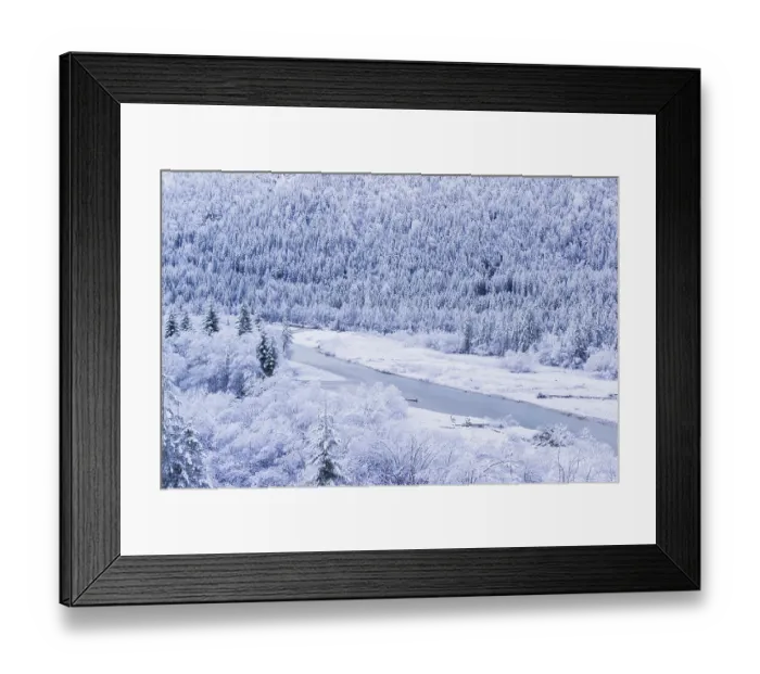 Framed Print : Isar valley in winter at temperatures of minus 18 degrees Celsius