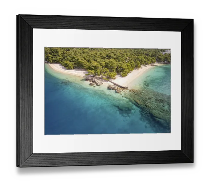 Framed Print : Punta Rata beach near Brela seen from above