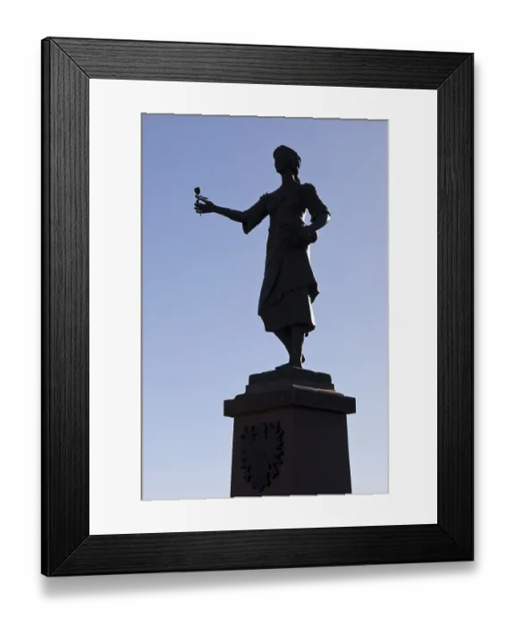 Framed Print : Bronze monument to the Roman goddess Flora with a rose