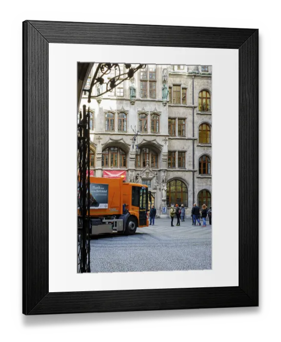 Framed Print : Waste collection by Abfallwirtschaft Munich at the town hall in Munich