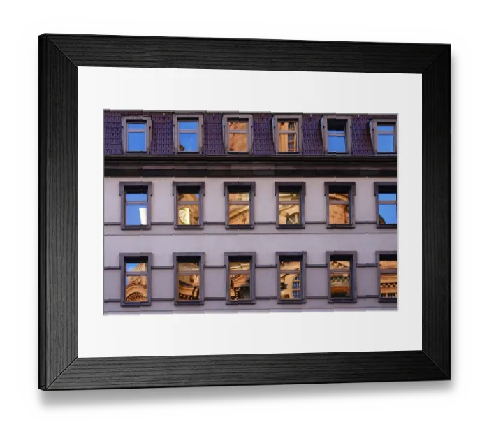 Framed Print : Church of Our Lady Dresden reflected in windows